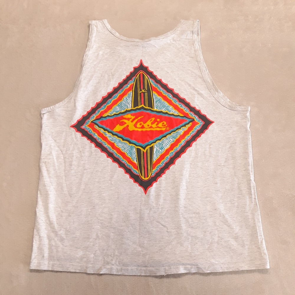 Hobie Mens Vintage Diamond Surfboards "American Original" Tank Top XL Light Gray